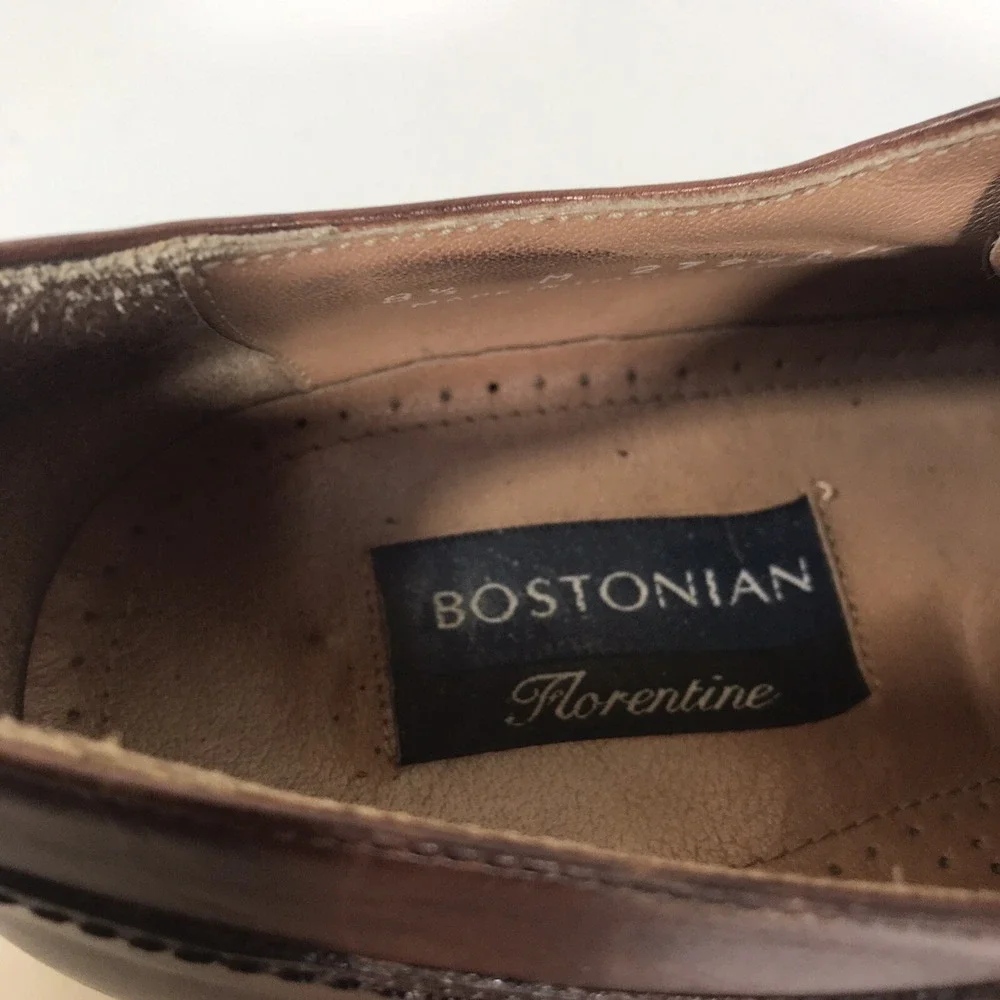 Bostonian Florentine Dress Shoes Men 8.5 M Brown Leather Apron Toe Made in Italy